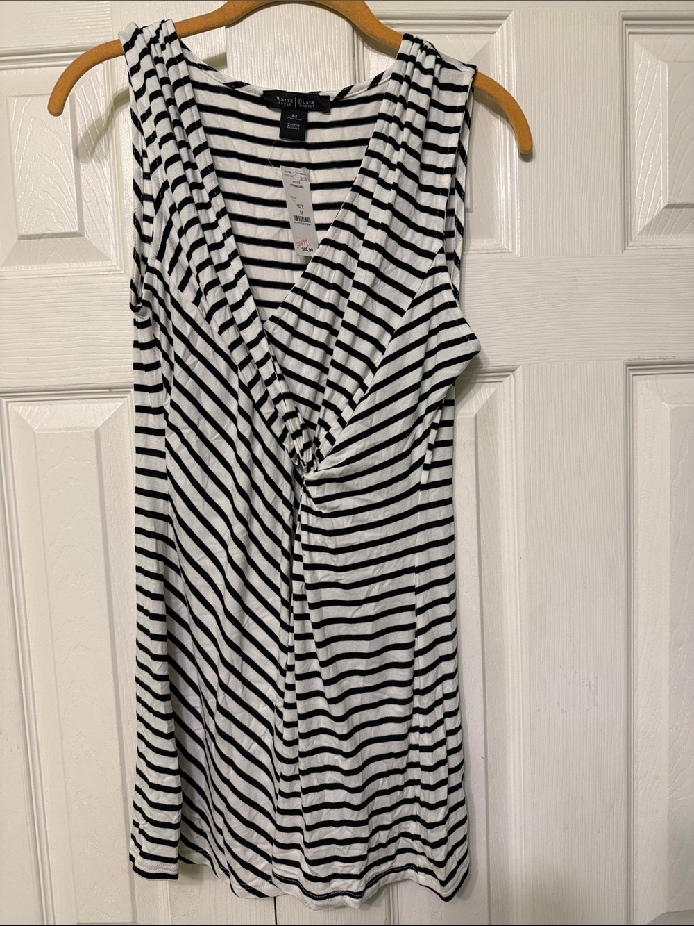 NWT Black & White Striped Twist-Front Women's Tank Top